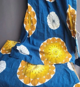 Cortinas de cocina vintage 27"x44" azul mostaza amarillo años 50 60 70 brillantes audaces - Imagen 1 de 9