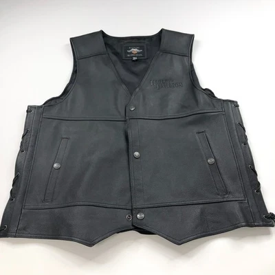 Harley Davidson Tradition II XXL Chaleco de Cuero Encaje Lateral Negro COMO NUEVO 98024-18VM Foto 1 de 4