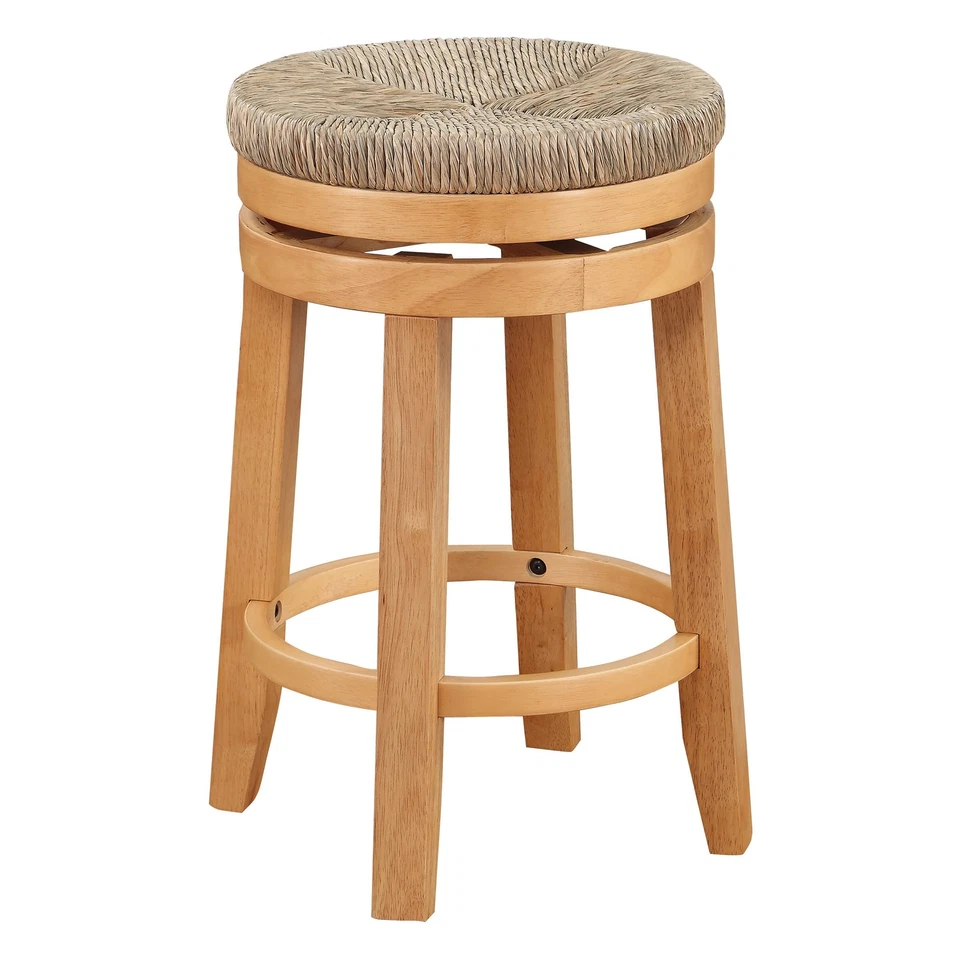 Swivel 26" Counter Stool with Woven Seagrass Seat 2-Pack, Natural Woodgrain F... - Image 1 of 4