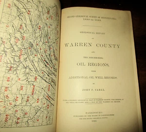 GEOLOGIE 1883 NEU PENNSYLVANIA ÖL- UND GASREGIONEN WARREN CO & ANGRENZENDE GRAFSCHAFTEN HB - Bild 1 von 3