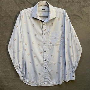 Paul Smith Shirt Mens Medium 15.5” Collar Long Sleeve Blue Floral Made In Italy - Picture 1 of 10