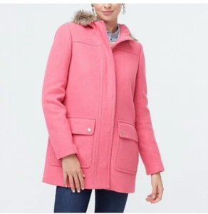 J. Crew Hooded Vail Wool Blend Parka in Coral Pink Size 4 MSRP $268 - Picture 1 of 9