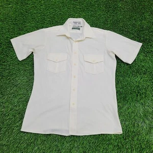 Vintage Van-Heusen Splendor Button Shirt S/M 20x28 White 80s 90s Polyester - Picture 1 of 14