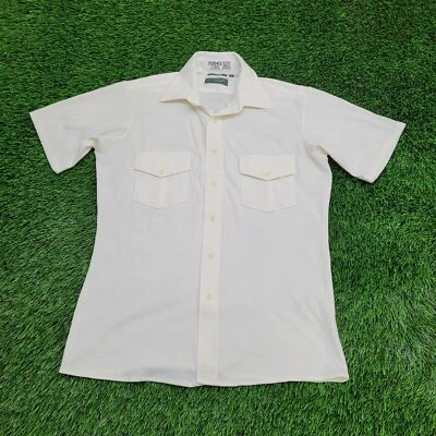 Vintage Van-Heusen Splendor Button Shirt S/M 20x28 White 80s 90s Polyester - Image 1 of 4
