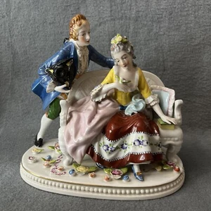 Hand Painted Occupied Japan Figurine Man And Woman 7.5" X 8" C 1945-1952 Stamped - Bild 1 von 24