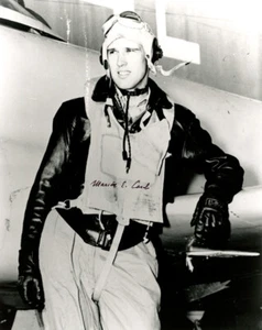 MARION E CARL SIGNED AUTOGRAPHED 8x10 PHOTO WWII MARINES FIGHTER ACE BECKETT BAS - Picture 1 of 2