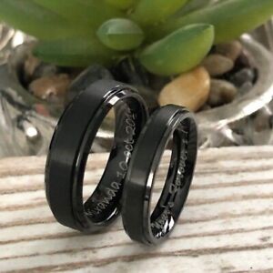 His and Her Titanium Rings, Personalized Engrave Anniversary Ring, Promise Ring