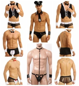 TiaoBug Men Stripper Costumes Tuxedo Briefs Mankini Waiter Policeman AU - Picture 1 of 46