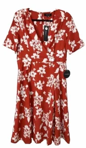 Nuevo con etiquetas Vestido Corto Slv de Verano EE. UU. 10 Sin Envoltura a la Rodilla Rojo Blanco Esquina Brillo - Imagen 1 de 12
