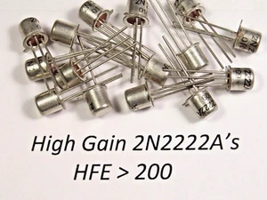Qty 10: 2N2222A NPN Transistors (All High Gain Hfe 200+) Tested! Metal Pkg Xlnt! - Picture 1 of 7