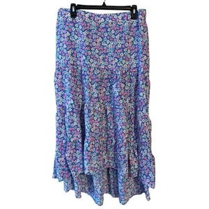 Simple Fun Womens Floral Cottage Tiered High Low Midi Skirt Multi Spring XL NWT - Picture 1 of 8