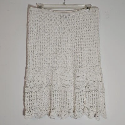 Falda Lola P Mujer Grande Blanca Crochet Algodón Tejido Encaje Midi Boho Artística Playa L Foto 1 de 4