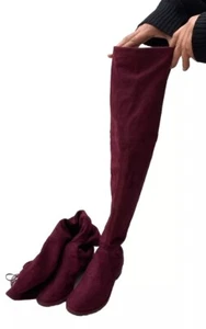 Stuart Weitzman Lowland Over the Knee Boots Burgundy Suede Size 6M Made in Spain - Picture 1 of 12
