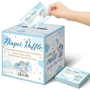 51 Pieces Diaper Raffle Tickets with Diaper Raffle Card Box Baby Shower Decor... - Picture 1 of 6