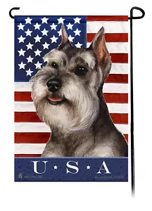 Patriotic USA Garden Flag - Cropped Grey Schnauzer 122B - Picture 1 of 1