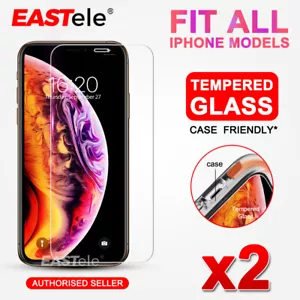 2x GENUINE EASTele Apple iPhone XS Max XR 8 Plus Tempered Glass Screen Protector - Picture 1 of 23
