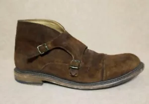 Frye JACK Double Monk Strap Suede Chukka Boots Men's Size 10.5 D Brown Cap Toe - Picture 1 of 9