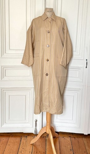 HERMÈS Cappotto Hermes vintage a quadri beige e giallo mezza stagione taglia M