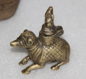 Vintage Brass Sheep Shape Inlay Engraved Black/Blue Ink Pot Well Pot 14423 - Picture 1 of 12