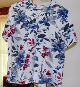 Vintage 90s Crepe Button Down Blouse Alfred Dunner Size14 Glitter Accents - Picture 1 of 19