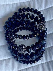 Black Rhinestone Stretchy Glamour Costume Jewelry Bracelet - Picture 1 of 4