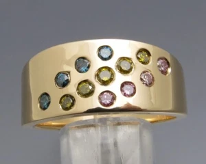 DISEÑO NEUMÁTICO - ANILLO BRILLANTE SUPERIOR "COLOR" - ORO 585 - ¡ÚNICO! - Imagen 1 de 7