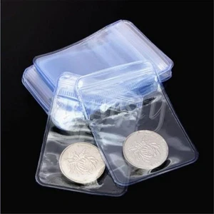 3 Size Clear PVC Protective Plastic Coin Wallets Storage Envelopes Case Bag - Picture 1 of 6