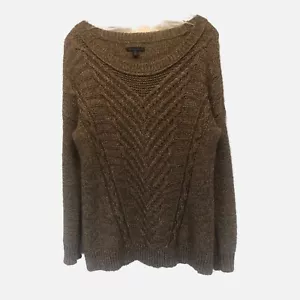 American Eagle Handknit Brown Fisherman Pullover Sweater Sz M - Oversized- - Picture 1 of 5
