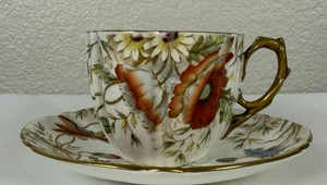 Aynsley bone china teacup/saucer Poppy, Daisy, Cornflower pattern-England-vtg - Picture 1 of 14