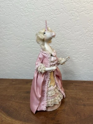 艺术家独一无二微型娃娃独角兽美丽连衣裙 6 英寸高华丽 — 第 1/4 张图片