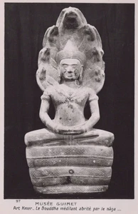 CARTOLINA PARIS FRANCIA MUSEE GUIMET ART KMER LE BOUDDHA STORIA NON VIAGGIATA - Picture 1 of 2