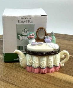 PHB Porcelain Hinged Trinket Box Teapot Vanity - Picture 1 of 9