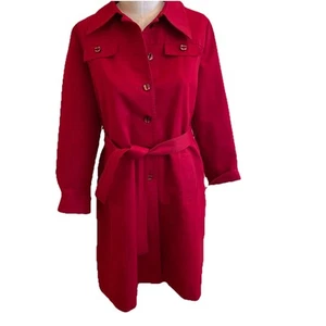 Red Trench Coat Women’s Vintage Forcaster Of Boston 15/16 Z55 - Picture 1 of 11