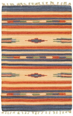 Vintage Hand Woven Traditional Kilim Rug 2'0" x 3'0" Oriental Wool Carpet - Image 1 of 4