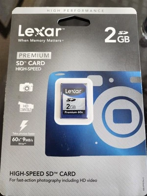 Lexar Premium 60x 2GB SD Genuine Camera Memory Card Brand New Sealed - Image 1 of 2
