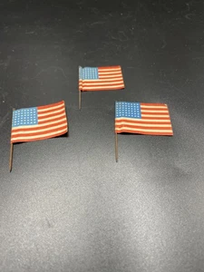 3 WW II Era 48 Star Paper Flags on Pins - Picture 1 of 2