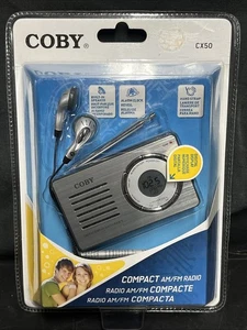 Coby CX50 compact am/fm radio With Digital Display And Corded Earphones. NOS - Picture 1 of 4