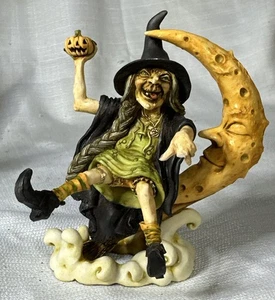 Harmony Kingdom Artist Neil Eyre Design LE #3 Witch on Moon Throwing Pumpkin - Picture 1 of 18