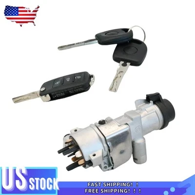 FOR 1998-2009 AUDI A4 QUATTRO IGNITION LOCK CYLINDER ASSEMBLY WITH KEY SHELLS - Image 1 of 4