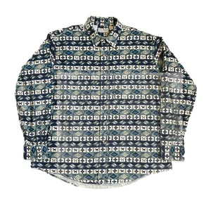 Vintage LL Bean Chamois Southwestern Aztec Tribal Pattern Button Up Shirt Men XL - Picture 1 of 12