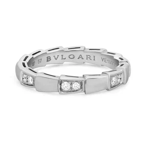 Bvlgari Serpenti Viper Diamond Band Ring 18K White Gold Size 57 US 8.25 - Picture 1 of 5