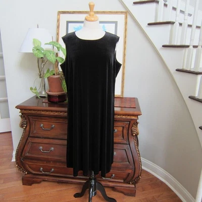 Susan Graver стиль круглый вырез черный бархат платье миди без рукавов размер 1 X - Изображение 1 из 4