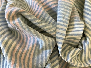 Antique French blue Red Stripe Linen & Hemp Fabric Heavy Floppy Ticking stripe - Picture 1 of 14