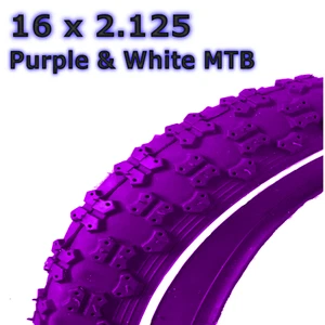 1 X Lila Reifen mit Weißen Linie 16 x 2.125 Mädchen Fahrrad - Bild 1 von 1