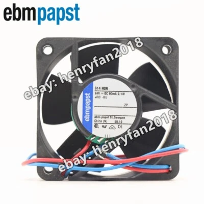 Ebmpapst 614NGN Axial Fan DC 24V 2.1W 90mA 60*60*25MM 2-wires Cooling Fan - Image 1 of 4