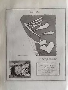 Stampa antica 1785; Guildford Castle, Quarry Hole, Surrey dopo Grose - Foto 1 di 2