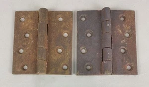 Matched Pr. Antique 3.5"x4" Thick Cast Iron Butt Hinge Door Hardware - Picture 1 of 3