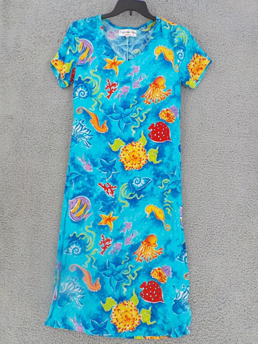 VETEMENTS TROPICAL MIX ABITO DONNA TG S MULTICOLORE LUNGO PULL ON MANICA CORTA TROPICALE NUOVO CON ETICHETTE