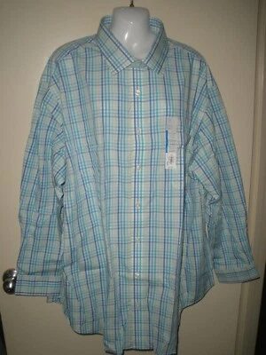 #1213 Big & Tall Croft & Barrow® Easy-Care Azul Verde Cuadros SIN Plancha 20 34 35 Foto 1 de 4