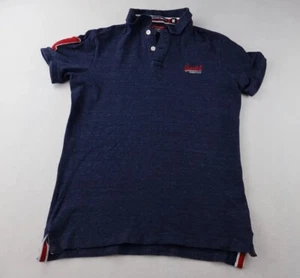 Superdry Shirt Mens Medium Polo Blue Casual Classic Japan Pique Short Sleeve - Picture 1 of 10